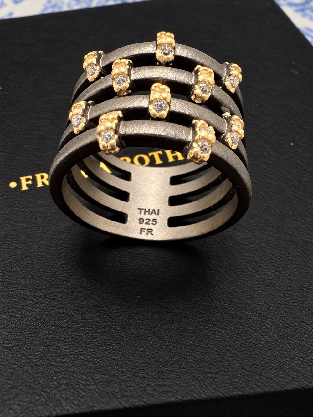 Freida Rothman INDUSTRIAL FINISH COBBLESTONE CAGE RING Size 8.5 - Picture 3 of 12